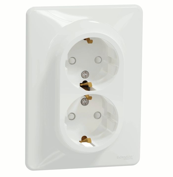 Розетка 2-я с з/к зі шторками Schneider Sedna Design SDD311221 Білий