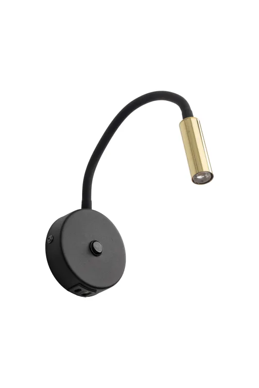 Настінний світильник TK Lighting 10201 LAGOS USB BLACK GOLD (30557)