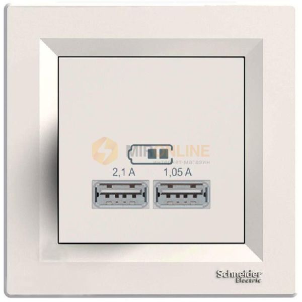 Розетка usb зарядка 2,1а  и 1,05а,  кремовий (EPH2700223)