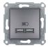 Розетка usb 2,1a asfora schneider electric, 10a, сталь EPH2700262