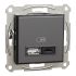 Розетка USB А+С 3А 45Вт Asfora Schneider Electric антрацит (EPH2700471)