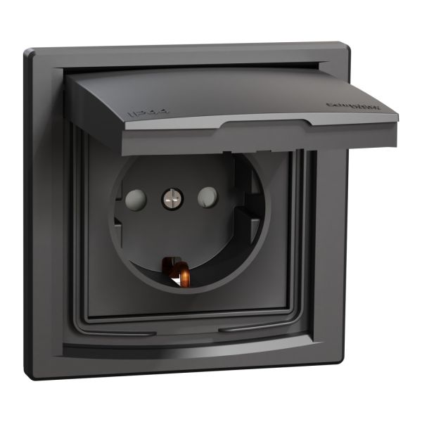 Розетка з заземленням і кришкою ip44, антрацит (EPH3100371)