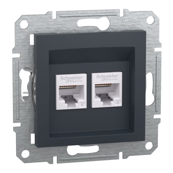 Подвійна комп'ютерна розетка rj45+rj45 кат5e utp, антрацит (EPH4800171)