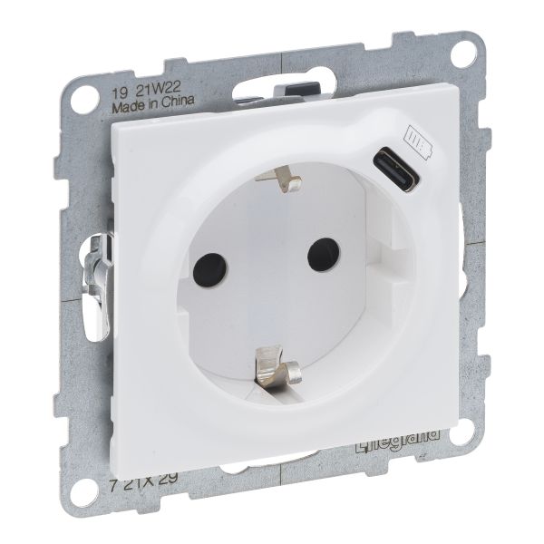 Розетка із з/к та захист. шторками + USB С 1,5А/250V Legrand SUNO 721129 білий