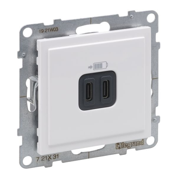 Розетка для заряджання USB С+C 15Вт/5V Legrand SUNO 721131 білий