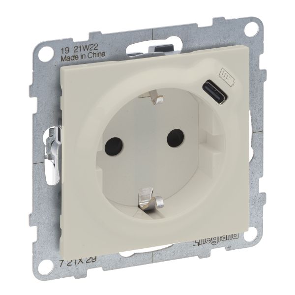 Розетка із з/к та захист. шторками + USB С 1,5А/5V Legrand SUNO 721229 слонова кістка