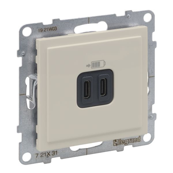 Розетка для заряджання USB С+C 15Вт/5V Legrand SUNO 721231 слонова кістка