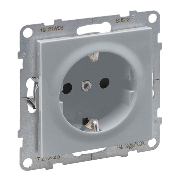 Розетка із з/к та шторками (гвинт. клеми) 16А/250V Legrand SUNO 721325 алюміній