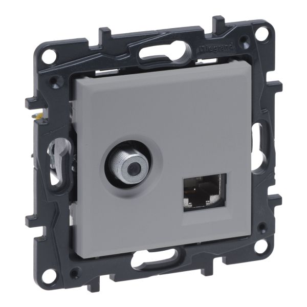 Розетка комбінована TV тип F и RJ45 CAT6 UTP Legrand 863377 NILOE STEP Алюміній