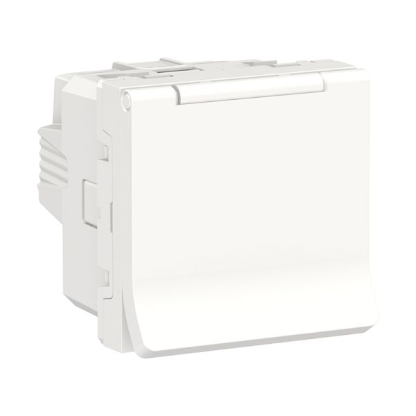 Розетка з заземленням зі шторками, с крышкой, 16 А, 250 В, IP40, Unica New NU303718TA білий