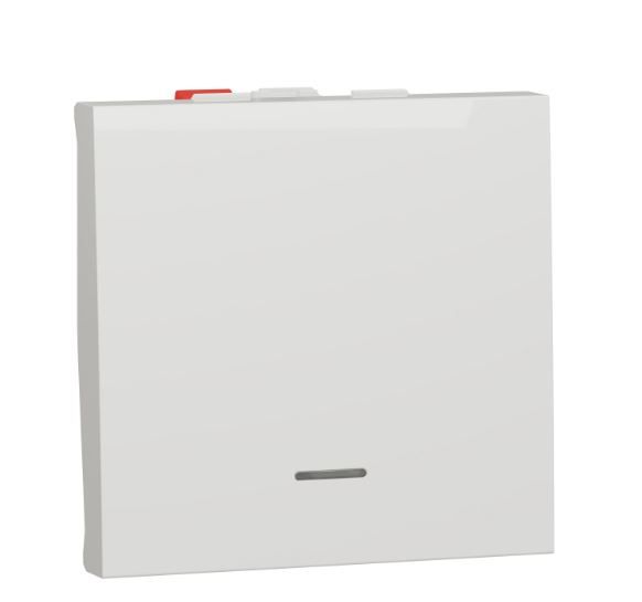 Перемикач 1-кл. з нейтр 10А, 2-мод Unica New, NU320318S, білий