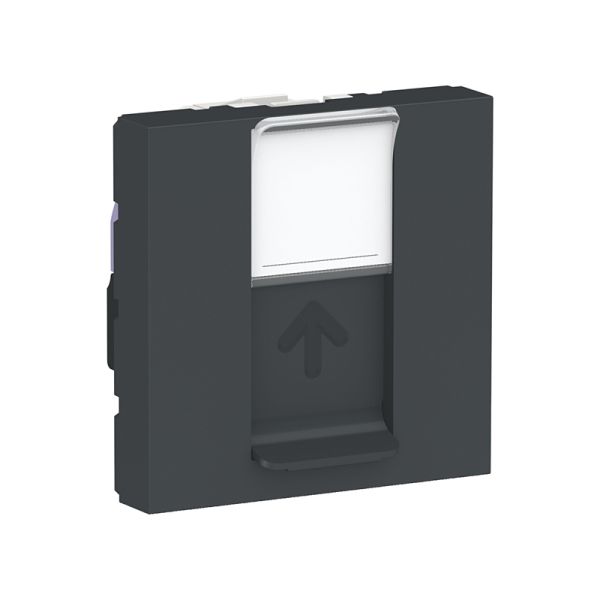 Розетка компьютерная, RJ45, одинарна, кат. 6 UTP, 2-мод., Unica New NU341554 антрацит