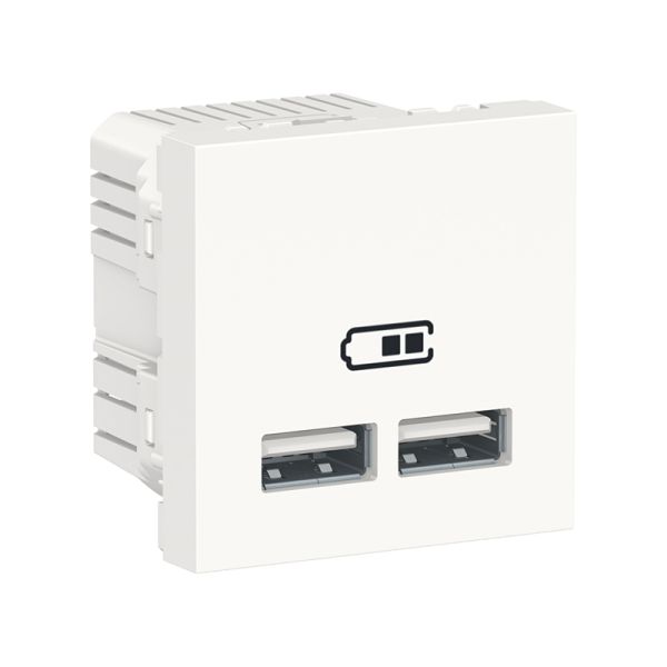 Розетка USB, 2 модульна, 5 В / 2100 мА, Unica New NU341818 білий