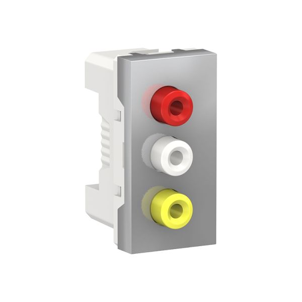 Розетка 3 RCA, 1 модуль Unica New, NU343130, алюміній