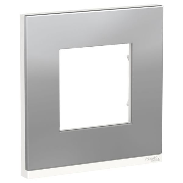 Рамка 1 модульна UNICA PURE NU600280, горизонтальна, алюміній матовий/білий