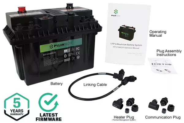 Акумулятор LiFePO4 1,28 кВт/год 12 В Pylontech RT12100G31 + BMS