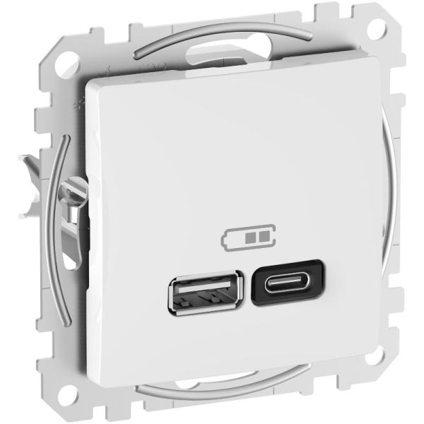 Розетка USB тип A+C (45 Вт) Schneider Sedna Design SDD111404 Білий