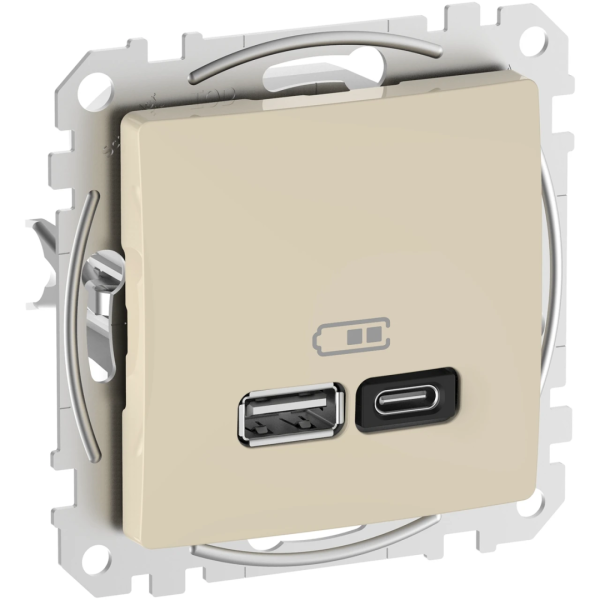 Розетка USB тип A+C (45 Вт) Schneider Sedna Design SDD112404 Бєжевий