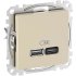 Розетка USB тип A+C (45 Вт) Schneider Sedna Design SDD112404 Бєжевий