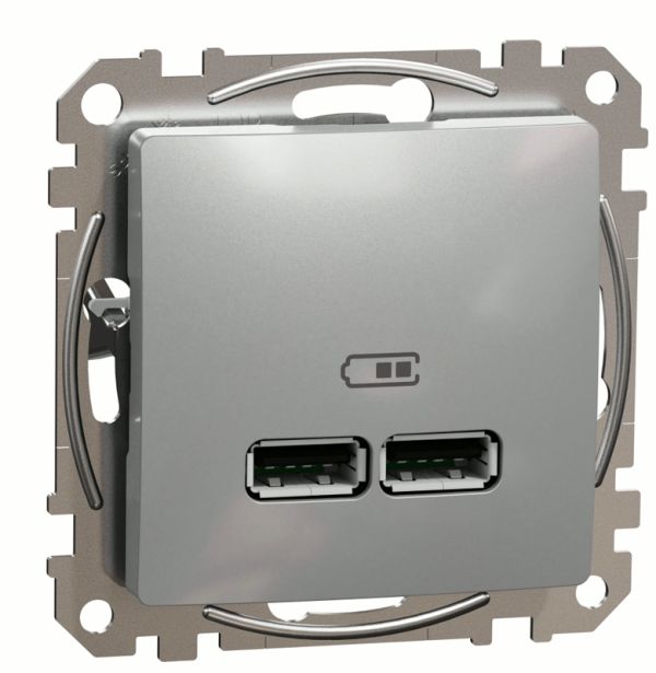Розетка USB тип A+A 21A Schneider Sedna Design SDD113401 Алюміній