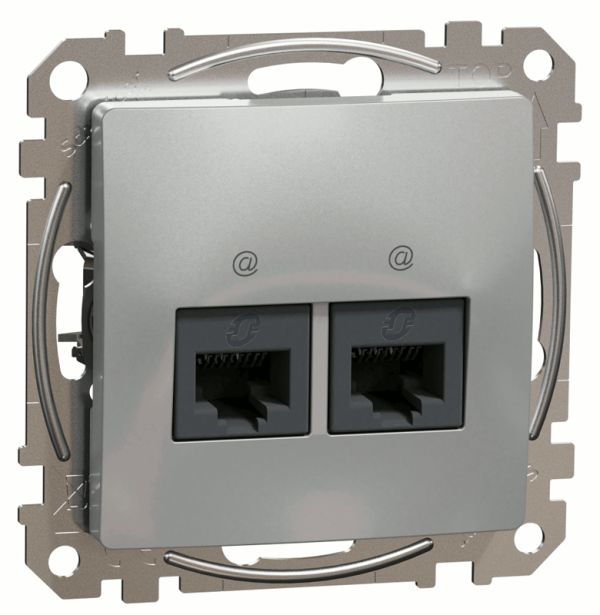 Комп'ютерна розетка 2-на RJ45 кат. 5е UTP Schneider Sedna Design SDD113452 Алюміній