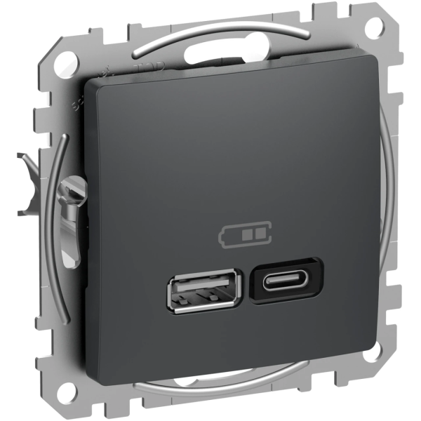 Розетка USB тип A+C (45 Вт) Schneider Sedna Design SDD114404 Чорний