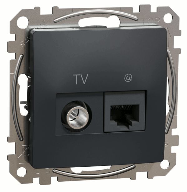 Розетка RJ45 категорія 6 UTP-TV Schneider Sedna Design SDD114469T Чорний