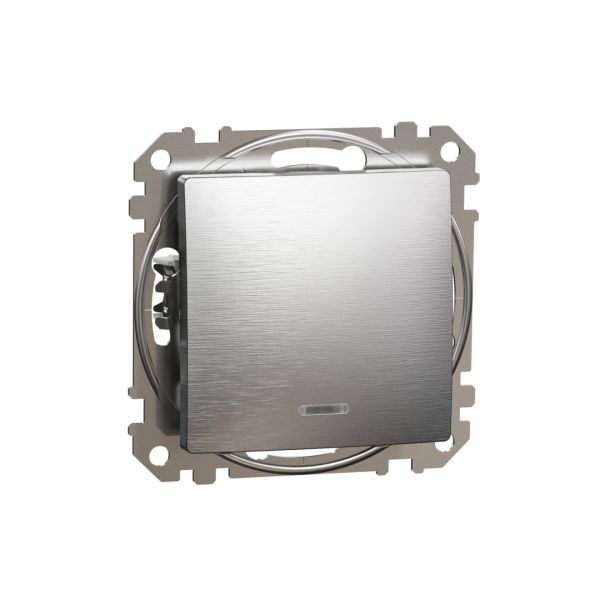 Перемикач з підсвіткою 1-кл Schneider Sedna Elements SDD170106L Алюміній матований