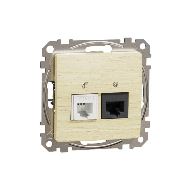 Розетка телекомунікаційна RJ45+RJ11 6UTP Schneider Sedna Elements SDD180468 Береза